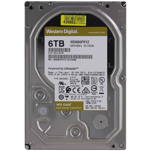 Жесткий диск/ HDD WD SATA3 6Tb Gold 7200 256mb  1 year warranty