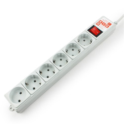 Фильтр-удлинитель Power Cube 3 м 6 розеток (серый) 10А/2,2кВт/ Surge protector Power Cube 3 m 6 outlets (gray) 10A / 2.2kW