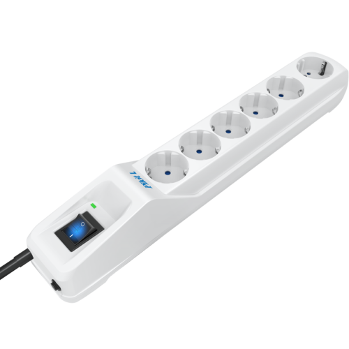 Сетевой фильтр Pilot L GP 6 розеток (5 евро + 1GP) 1.8 м/ Surge protector Pilot L GP 6 sockets (5 Euro + 1GP) 1.8 m white