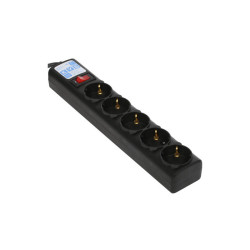 Фильтр-удлинитель Power Cube 1,9м д/подкл. к UPS(C14) 5 роз., 10А черный/граффит/ Surge protector Power Cube 1.9m for conn. to UPS(C14) 5 outlets, 10A black/graffite