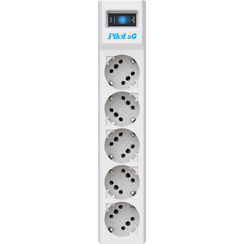 Сетевой фильтр/ Surge protector Pilot SG5 5 outlets (GP), 10A / 2.2kVt, automatic circuit-breaker, 1.8 m