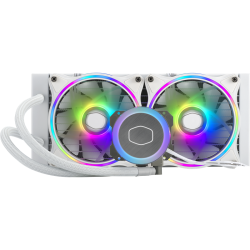 Система охлаждения/ Cooler Master MasterLiquid ML240 Illusion White Edition (210W, 240mm, RGB, fans: 2x120mm/47.2CFM/30dBa/650-1800rpm, 1700/1200/115X/2066/2011-V3/2011/AM5/AM4/AM3/AM3+/AM2/AM2+/FM2/FM2+/FM1)