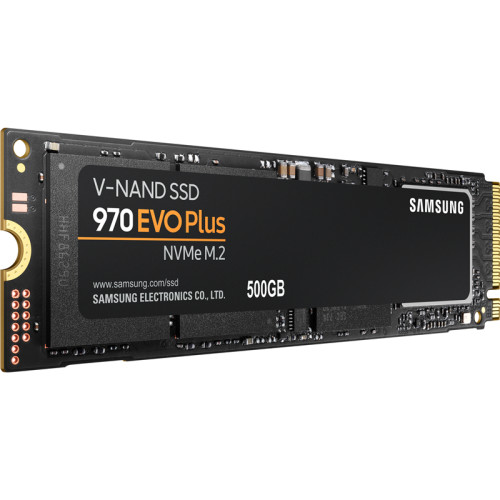 Твердотельный накопитель/ Samsung SSD 970 EVO Plus, 500GB, M.2(22x80mm), NVMe 1.3, PCIe 3.0 x4, 3-bit MLC, R/W 3500/3200MB/s, IOPs 480 000/550 000, DRAM buffer 512MB, TBW 300, DWPD 0.33 (12 мес.)