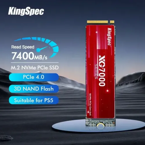 Твердотельный накопитель/ Kingspec SSD XG7000-512 2280, 1024GB, M.2(22x80mm), NVMe, PCIe 4.0 x4, 3D NAND, R/W 7400/6600MB/s, IOPs 710 000/610 000, TBW 600, DWPD 0.89, with Heat Sink (3 года)