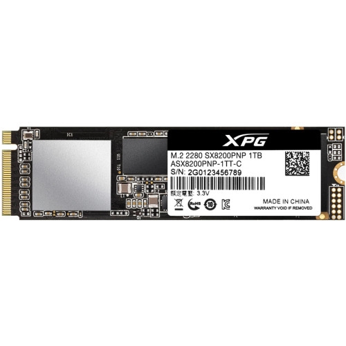 Твердотельный накопитель/ ADATA SSD SX8200Pro, 1024GB, M.2(22x80mm), NVMe 1.3, PCIe 3.0 x4, 3D TLC, R/W 3500/3000MB/s, IOPs 390 000/380 000, DRAM buffer 1024MB, TBW 640, DWPD 0.34 (5 лет)