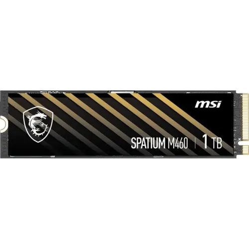 MSI SSD SPATIUM M460, 1000GB, M.2(22x80mm), NVMe, PCIe 4.0 x4, 3D TLC, R/W 5000/4500, IOPs 550 000/950 000, TBW 600, DWPD 0.33, with Heat Sink (5 лет)