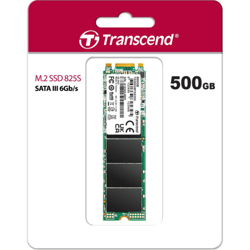 Твердотельный накопитель/ Transcend SSD 825S, 500GB, M.2(22x80mm), SATA3, 3D TLC, R/W 530/480MB/s, IOPs 55 000/75 000, TBW 180, DWPD 0.3 (3 года)