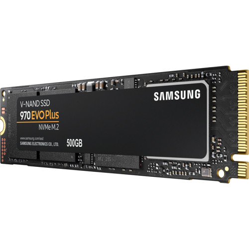 Твердотельный накопитель/ Samsung SSD 970 EVO Plus, 500GB, M.2(22x80mm), NVMe 1.3, PCIe 3.0 x4, 3-bit MLC, R/W 3500/3200MB/s, IOPs 480 000/550 000, DRAM buffer 512MB, TBW 300, DWPD 0.33 (12 мес.)