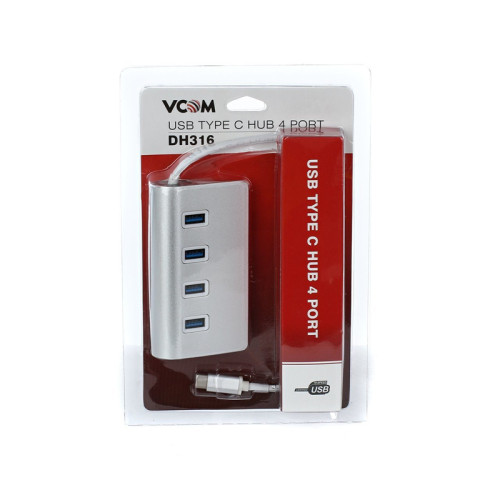 Кабель-концентратор/ Кабель-концентратор USB 3.1 Type-Cm --> 4 port USB3.0 HUB 5Gbps, VCOM <DH316>