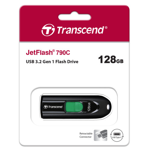 Флеш-накопитель/ Transcend 128GB JetFlash 790 (Black) type-C USB 3.2