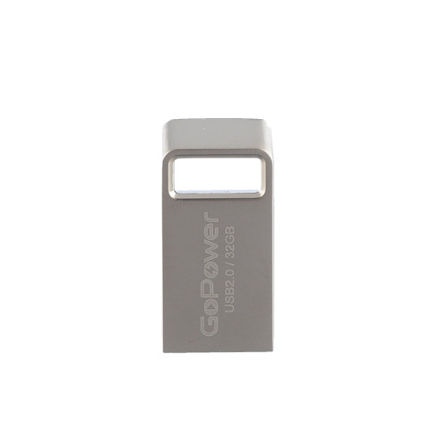 Флеш-накопитель GoPower MINI 32GB USB2.0 металл серебряный (1/50/1000)