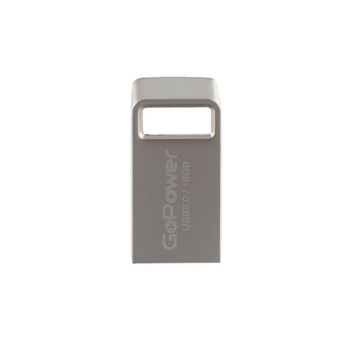 Флеш-накопитель GoPower MINI 16GB USB2.0 металл серебряный (1/50/1000)