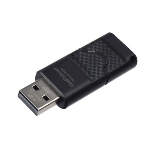 Флеш-накопитель GoPower SLIDER 4GB USB2.0 пластик черный матовый (1/50/1000)