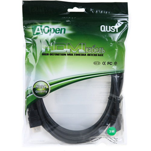 Кабель/ Кабель HDMI 19M/M 1.4V+3D/Ethernet AOpen/Qust <ACG511-3M> 3m