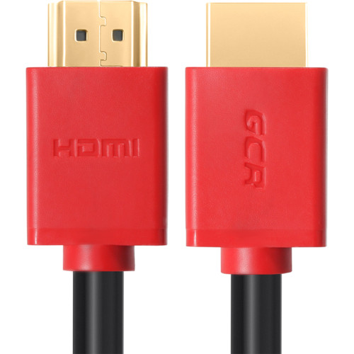 GCR Кабель 1.5m HDMI версия 1.4, черный, красные коннекторы, OD7.3mm, 30/30 AWG, позолоченные контакты, Ethernet 10.2 Гбит/с, 3D, 4K GCR-HM450-1.5m, экран