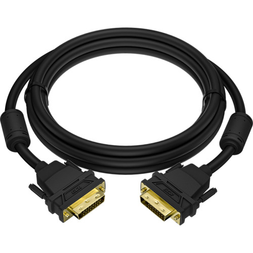 GCR Кабель PROF 1.0m DVI-D, черный, GOLD, ферритовые кольца, OD 8.5mm, 28 AWG, DVI/DVI, 25M/25M, двойной экран, GCR-54237