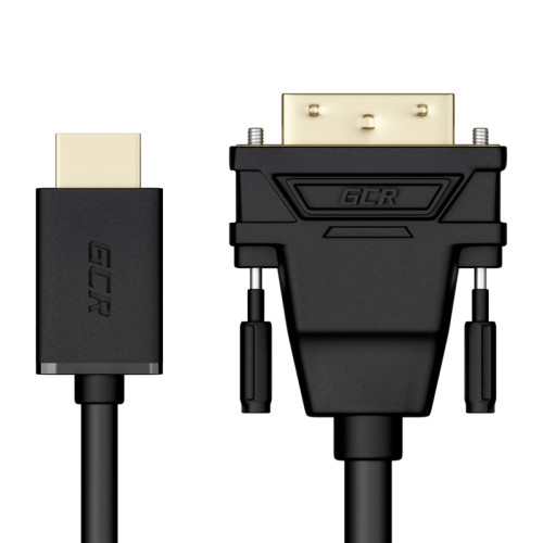 Greenconnect Кабель HDMI-DVI 0.3m черный, OD7.3mm, 28/28 AWG, позолоченные контакты, 19pin AM / 24+1M AM Dual Link, GCR-HD2DVI1-0.3m, тройной экран