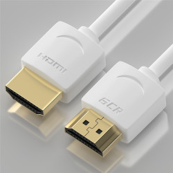 GCR Кабель SLIM 0.3m HDMI 2.0, белый, OD3.8mm, HDR 4:2:2, Ultra HD, 4K 60 fps 60Hz, 3D, AUDIO, 18.0 Гбит/с, 30/30 AWG, GCR-53210