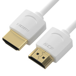 GCR Ультратонкий кабель HDMI2.0 для AppleTV, SLIM, 0.5m, белый, OD3.8mm, HDR 4:2:0, Ultra HD, 4K60Hz, 18.0 Гбит/с, 32/32 AWG