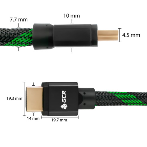 GCR Кабель HDMI 2.1, 8K 60Hz, 4K 144Hz, 0.5m, динамический HDR 4:4:4, Ultra HD, 48.0 Гбит/с, тройное экранирование, ферритовые фильтры, GCR-51871