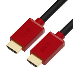 GCR Кабель 2.0m HDMI версия 2.0, HDR 4:2:2, Ultra HD, 4K 60 fps 60Hz/5K*30Hz, 3D, AUDIO, 18.0 Гбит/с, 28/28 AWG, OD7.3mm, тройной экран, черный, красные коннекторы, GCR-HM451-2.0m