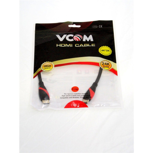 Кабель/ Кабель HDMI 19M/M ver. 2.0 black red, 0.5m VCOM <CG525-R-0.5>