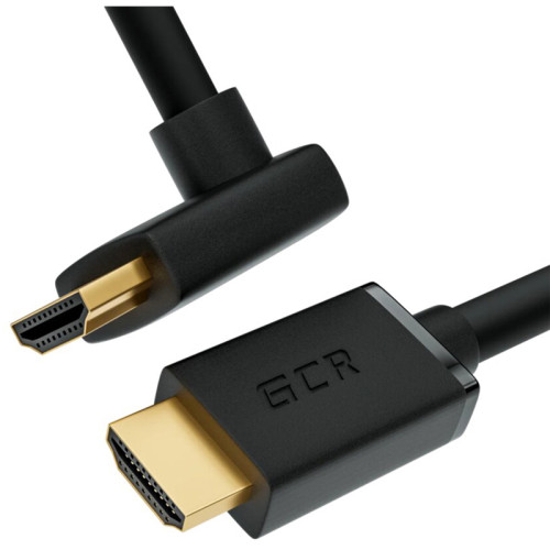 GCR Кабель 2.0m HDMI 2.0, M/M верхний угол, черный, HDR 4:2:2, Ultra HD, 4K 60 fps 60Hz/5K*30Hz, 3D, AUDIO, 18.0 Гбит/с, 28/28 AWG, GCR-52319