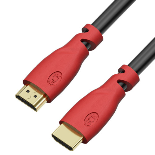 Greenconnect Кабель 5.0m HDMI версия 2.0, HDR 4:2:2, Ultra HD, 4K 60 fps 60Hz/5K*30Hz, 3D, AUDIO, 18.0 Гбит/с, 28/28 AWG, OD7.3mm, тройной экран, черный, красные коннекторы, GCR-HM351-5.0m