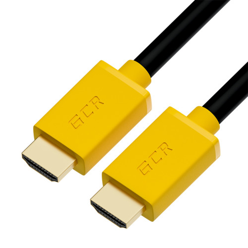 Greenconnect Кабель 1.5m HDMI версия 2.0, HDR 4:2:2, Ultra HD, 4K 60 fps 60Hz/5K*30Hz, 3D, AUDIO, 18.0 Гбит/с, 28/28 AWG, OD7.3mm, тройной экран, черный, желтые коннекторы, GCR-HM441-1.5m