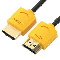 Greenconnect Кабель SLIM 2.0m HDMI 2.0, желтые коннекторы Slim, OD3.8mm, HDR 4:2:2, Ultra HD, 4K 60 fps 60Hz, 3D, AUDIO, 18.0 Гбит/с, 32/32 AWG, GCR-51576