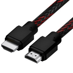 Кабель 0.5m HDMI 2.0, BICOLOR черно-красный нейлон, Ultra HD, 4K 60 fps 60Hz/5K*30Hz, 3D, AUDIO, 18.0 Гбит/с, 28AWG