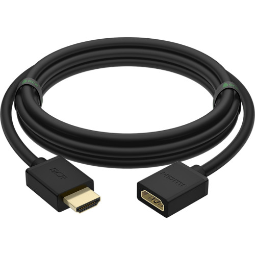 GCR Удлинитель 3.0m v2.0 HDMI-HDMI черный, OD7.3mm, 28/28 AWG, позолоченные контакты, Ethernet 18.0 Гбит/с, 19M / 19F, GCR-HMFR6-BB3S-3m, тройной экран