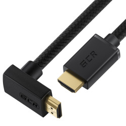 GCR Кабель 2.0m HDMI 2.0, M/M верхний угол, черный нейлон, HDR 4:2:2, Ultra HD, 4K 60 fps 60Hz/5K*30Hz, 3D, AUDIO, 18.0 Гбит/с, 28/28 AWG, GCR-53293