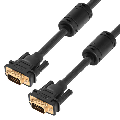 GCR Кабель PROF SVGA 1.0m чёрный, GOLD, ферритовые кольца, OD8.0mm, 15M / 15M Premium, 28/28 AWG, двойной экран