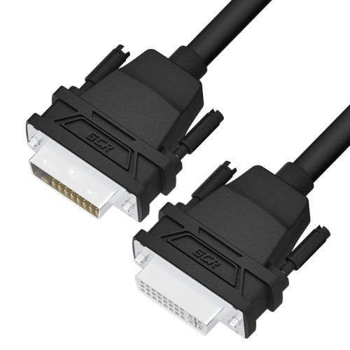 GCR Удлинитель 5.0m DVI-D, черный, DVI/DVI, 25M/25F, FullHD, 28 AWG, GCR-54718