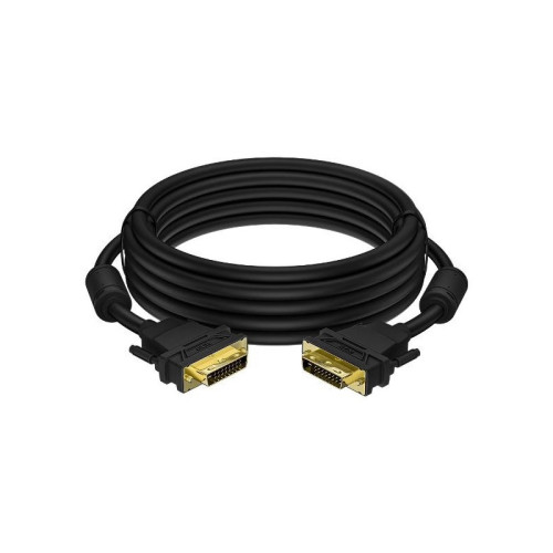 GCR Кабель PROF 5.0m DVI-D, черный, GOLD, ферритовые кольца, OD 8.5mm, 28 AWG, DVI/DVI, 25M/25M, двойной экран