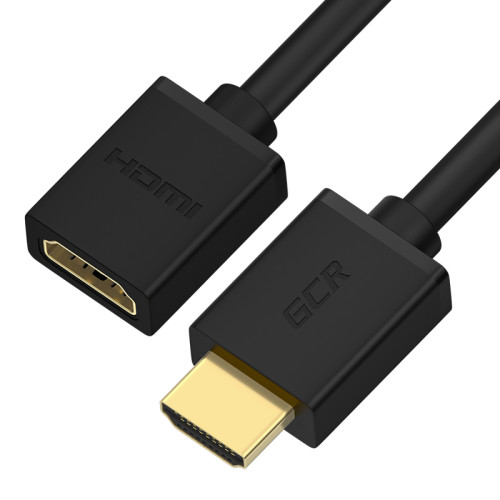 GCR Удлинитель 5.0m v1.4 HDMI-HDMI черный, 30/30 AWG, позолоченные контакты, Ethernet 10.2 Гбит/c, 19M / 19F, экран, GCR-54448