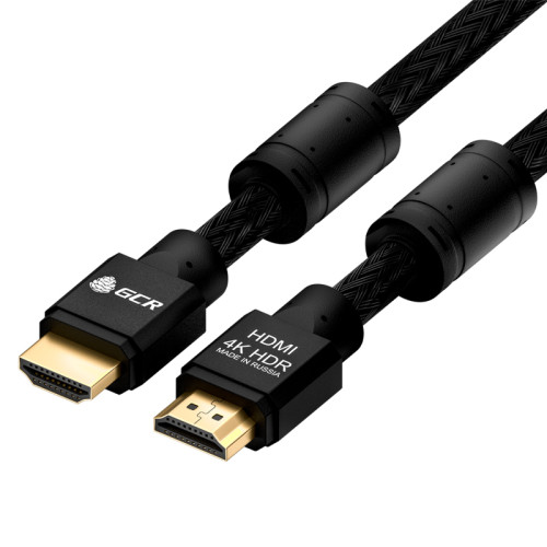 GCR Кабель PROF 15.0m HDMI 2.0, черный нейлон, AL корпус черный, фер.кольца, HDR 4:2:0, Ultra HD, 3D, AUDIO, 18.0 Гбит/с