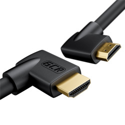 GCR Кабель 0.5m HDMI 2.0, M правый угол/M правый угол, черный нейлон, HDR 4:2:2, Ultra HD, 4K 60 fps 60Hz/5K*30Hz, 3D, AUDIO, 18.0 Гбит/с, 28/28 AWG, GCR-53277