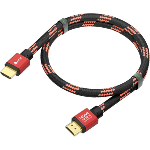 GCR Кабель PROF 0.5m HDMI 2.0, BICOLOR ECO Soft капрон, AL корпус красный, HDR 4:2:2, Ultra HD, 4K 60 fps 60Hz/5K*30Hz, 3D, AUDIO, 18.0 Гбит/с, 28AWG, GCR-54504