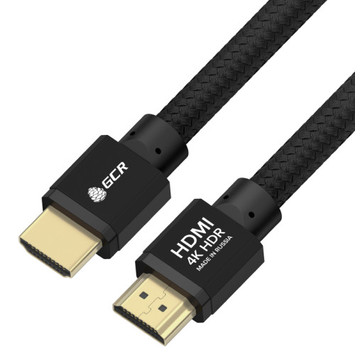 GCR Кабель PROF 0.5m HDMI 2.0, черный ECO Soft капрон, AL корпус черный, HDR 4:4:4, Ultra HD, 4K 60Hz/5K*30Hz, 3D, 18.0 Гбит/с, 28AWG, GCR-54984