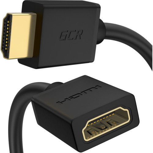 GCR Удлинитель 3.0m v2.0 HDMI-HDMI черный, OD7.3mm, 28/28 AWG, позолоченные контакты, Ethernet 18.0 Гбит/с, 19M / 19F, GCR-HMFR6-BB3S-3m, тройной экран