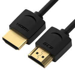 Greenconnect Кабель SLIM 0.2m HDMI 2.0, черный Slim, OD3.8mm, HDR 4:2:2, Ultra HD, 4K 60 fps 60Hz, 3D, AUDIO, 18.0 Гбит/с , 32/32 AWG, GCR-51593