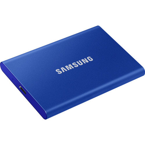 Внешние HDD и SSD/ Samsung External SSD T7, 500GB, Type-C, USB 3.2 Gen2, R/W 1050/1000MB/s, 85x57x8mm, Indigo Blue (12 мес.)