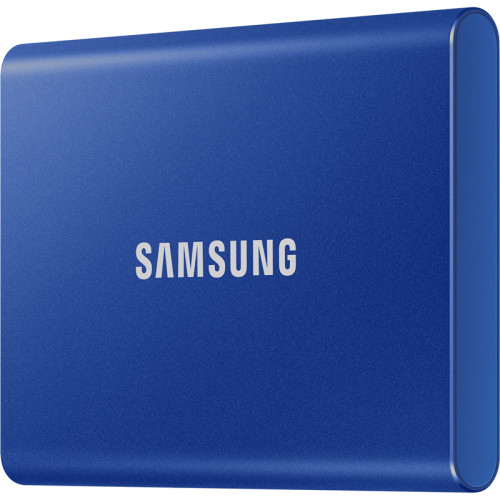 Внешние HDD и SSD/ Samsung External SSD T7, 500GB, Type-C, USB 3.2 Gen2, R/W 1050/1000MB/s, 85x57x8mm, Indigo Blue (12 мес.)