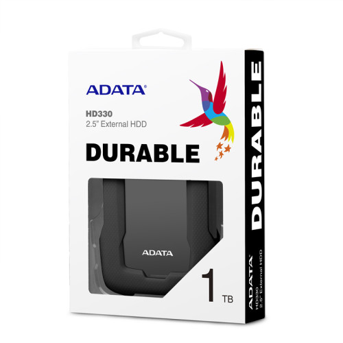 Внешний жесткий диск/ Portable HDD 1TB ADATA HD330 (Black), Silicone, USB 3.2 Gen1, 133x89x16mm, 190g /3 года/