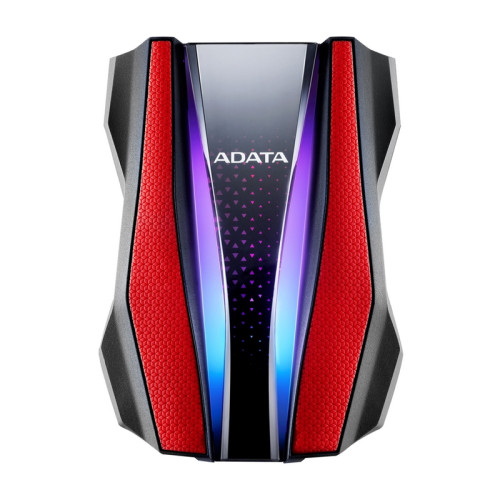 Внешний жесткий диск/ Portable HDD 2TB ADATA HD770G (Red), USB 3.2 Gen1, IP68, RGB lighting, 139x98x26mm, 270g /3 года/