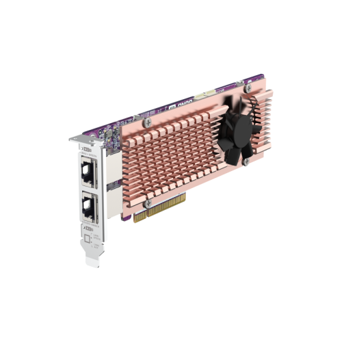 Карта расширения/ QNAP QM2-2P410G2T 2x M.2 22110/2280 NVMe SSD expansion card. PCIe Gen4 x 8 interface, 2 x 10 GbE BASE-T ports.