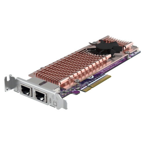 Карта расширения/ QNAP QM2-2P410G2T 2x M.2 22110/2280 NVMe SSD expansion card. PCIe Gen4 x 8 interface, 2 x 10 GbE BASE-T ports.