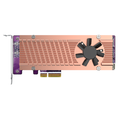 Плата расширения/ QNAP QM2-2P-244A 2 x M.2 22110 or 2280 PCIe (Gen2 x 4) NVMe SSD slots  expansion card, Low-profile bracket pre-loaded, Low-profile flat and Full-height are bundled (shorter version to support TVS-x82/TS-x77 PCIe slot 2 & slot 3)